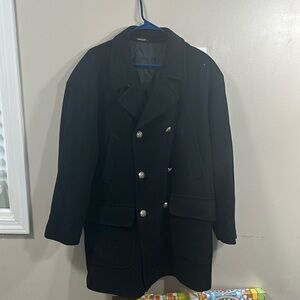 Utex black wool trench coat size medium.